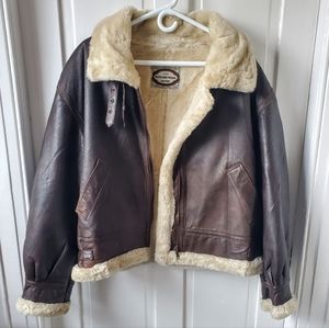 Shearling style bomber. Leather. Size M